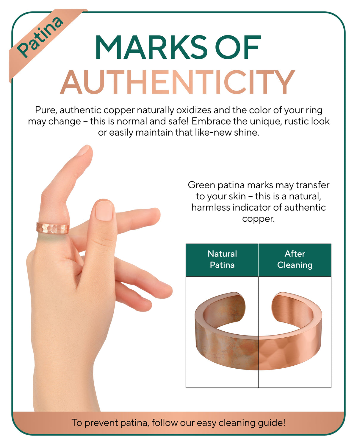 Pure Copper Rings – Hammered (6mm)