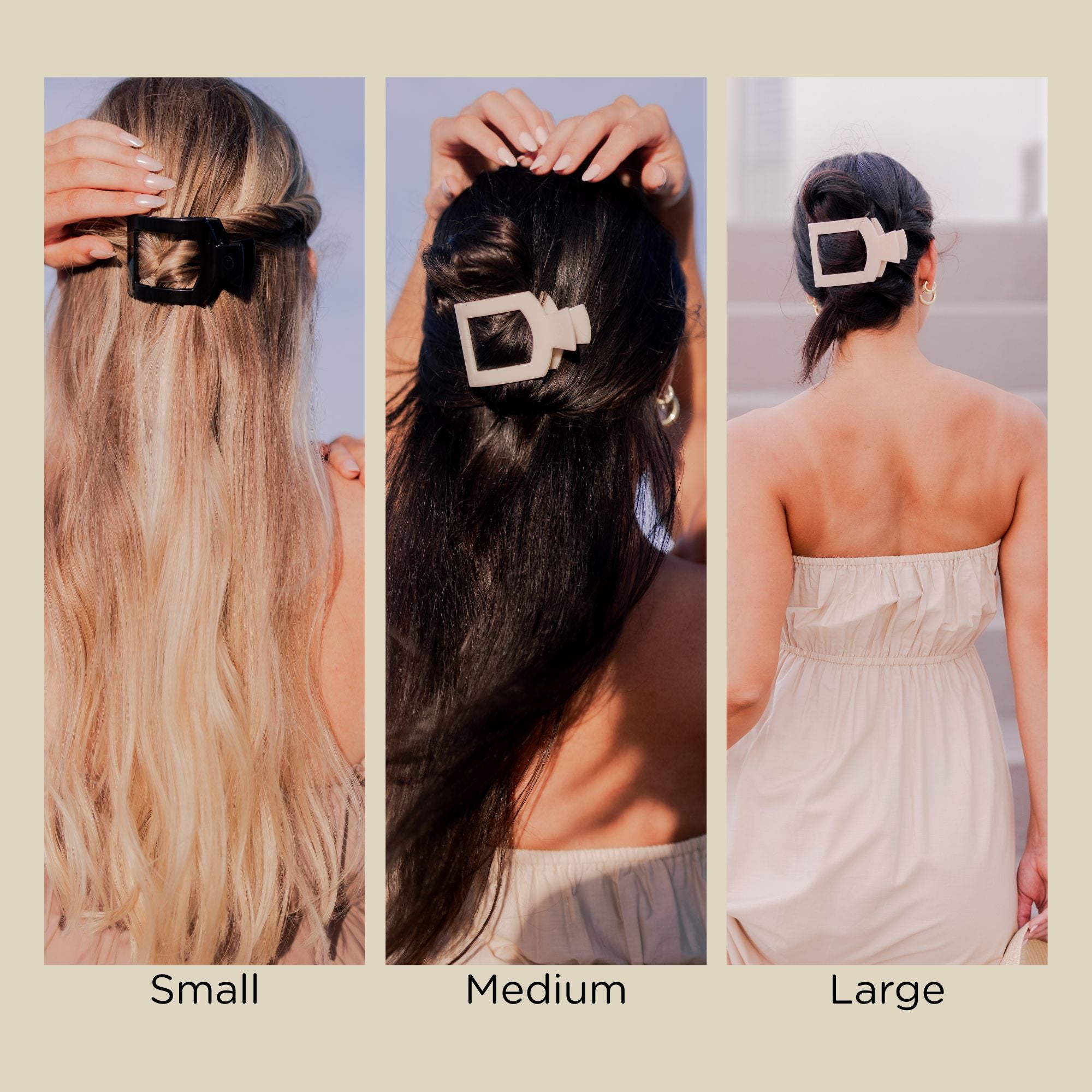 Jet Black Medium Flat Square Hair Clip