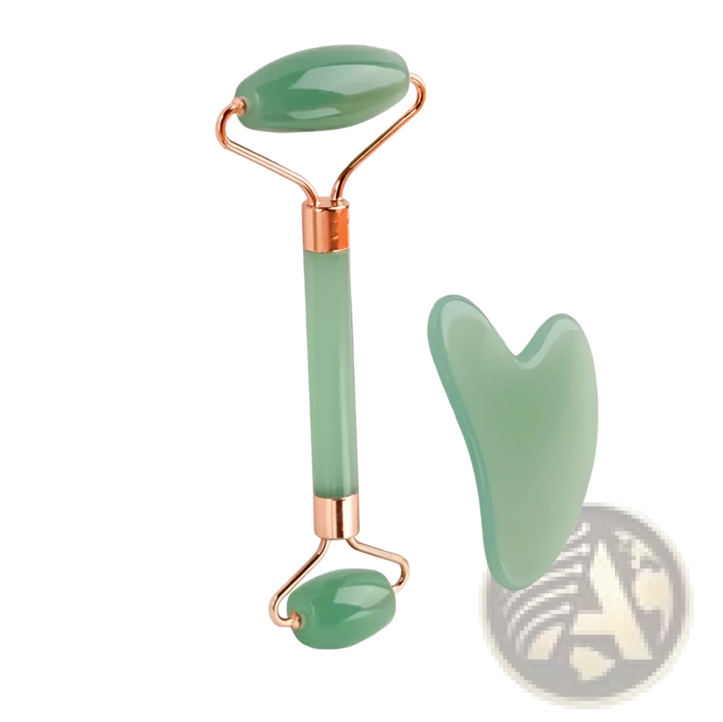 Natural Resin Jade Roller and Gua Sha Facial Massage Set
