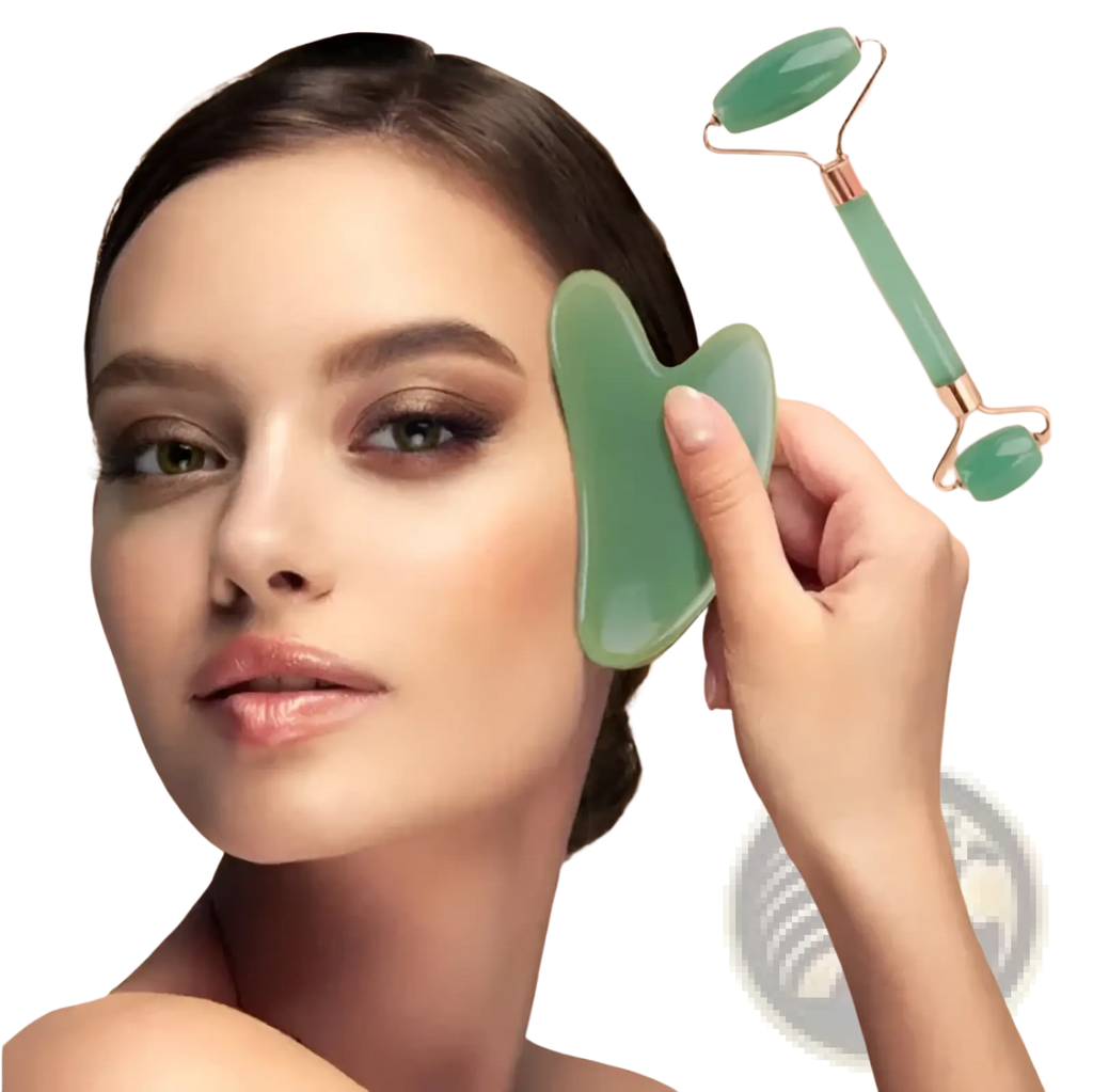 Natural Resin Jade Roller and Gua Sha Facial Massage Set