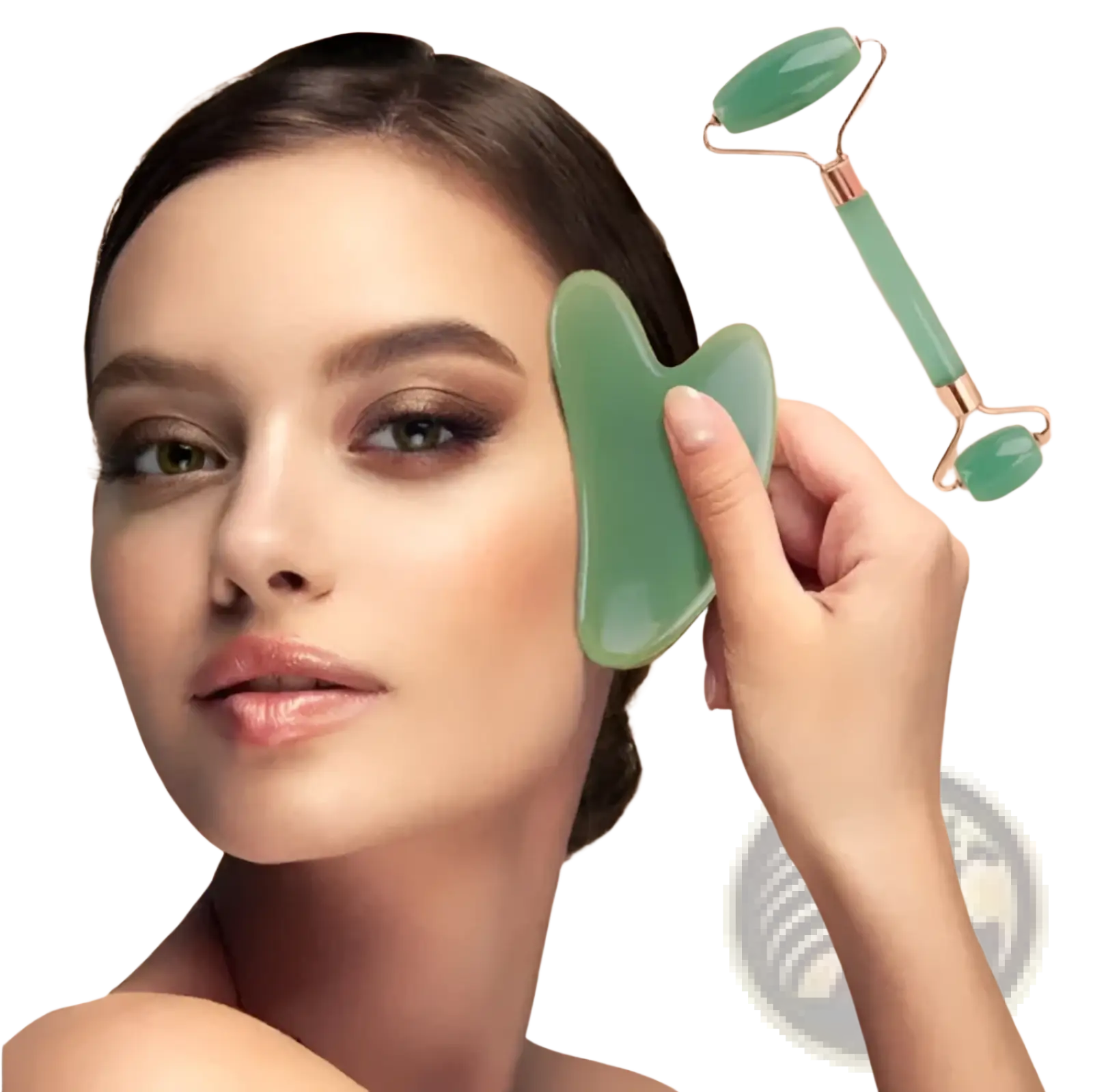 Natural Resin Jade Roller and Gua Sha Facial Massage Set