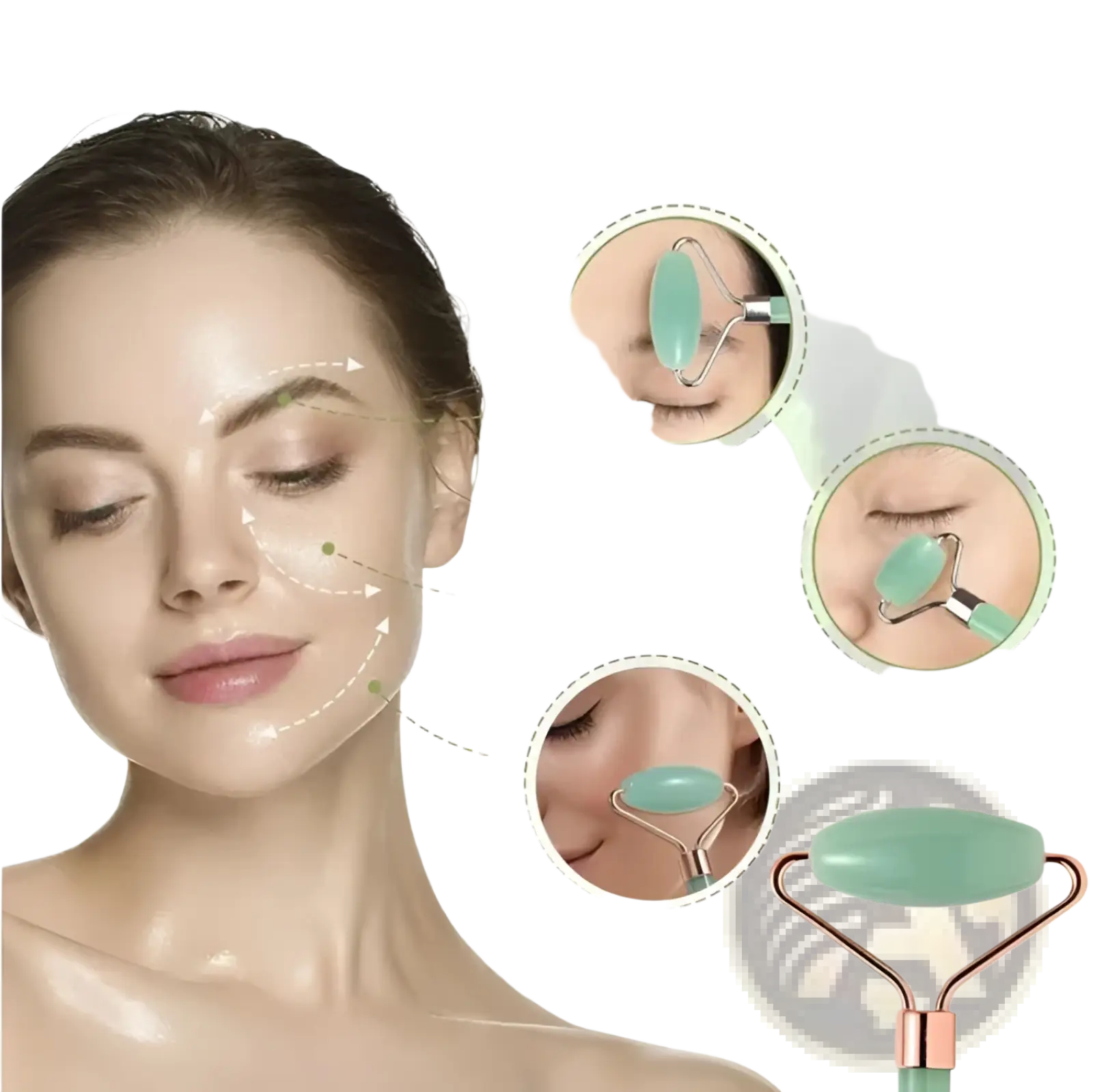 Natural Resin Jade Roller and Gua Sha Facial Massage Set